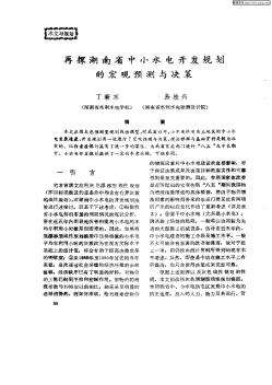 再探湖南省中小水電開發(fā)規(guī)劃的宏觀預(yù)測與決策