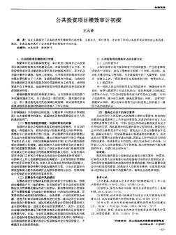 公共投资项目绩效审计初探