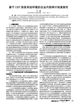 基于ERP信息系統環(huán)境的企業(yè)內部審計制度探究