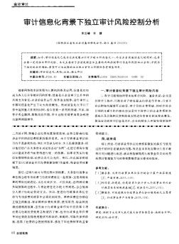 审计信息化背景下独立审计风险控制分析