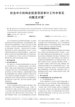 社会中介机构在投资项目审计工作中常见问题及对策