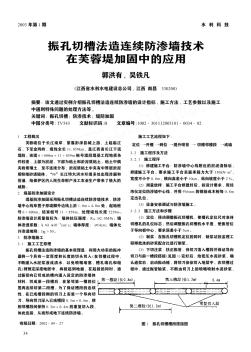 振孔切槽法造连续防渗墙技术在芙蓉堤加固中的应用