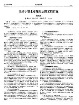 浅析小型水库除险加固工程措施