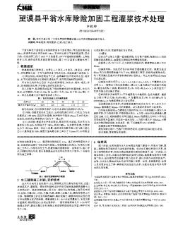 望谟县平翁水库除险加固工程灌浆技术处理