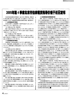 2005年第4季度北京市住房租赁指导价格于近日发布