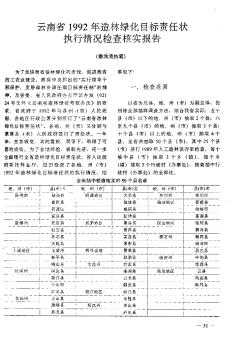 云南省1992年造林綠化目標責任狀執(zhí)行情況檢查核實報告