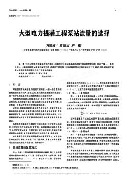 大型電力提灌工程泵站流量的選擇
