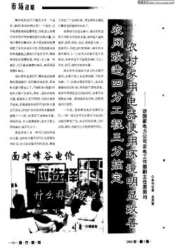 面對峰谷電價應(yīng)選擇什么樣的家電?——訪國家電力公司農(nóng)電工作部副主任原固均