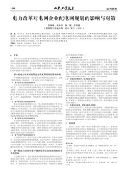 电力改革对电网企业配电网规划的影响与对策