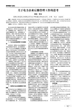關(guān)于電力企業(yè)后勤管理工作的思考