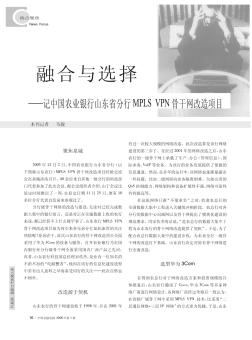 融合与选择——记中国农业银行山东省分行MPLS VPN骨干网改造项目