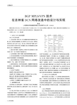 BGP MPLS/VPN技术在吉林省DCN网络改造中的设计与实现