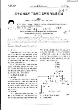 三十畝地選礦廠選硫工藝研究與改造實(shí)踐