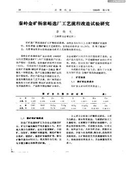 秦岭金矿杨寨峪选厂工艺流程改造试验研究