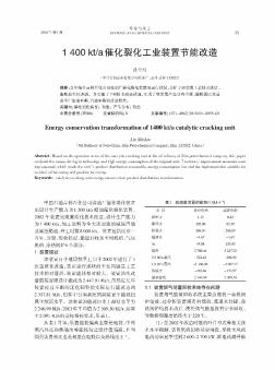 1400kt/a催化裂化工業(yè)裝置節(jié)能改造