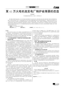 某60万火电机组发电厂锅炉省煤器的改造