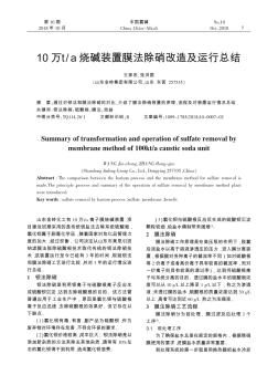 10万t/a烧碱装置膜法除硝改造及运行总结