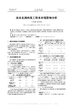 南水北调西线工程水环境影响分析