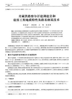 青藏铁路察尔汗盐湖盐岩和盐溶工程地质特性及路基修筑技术