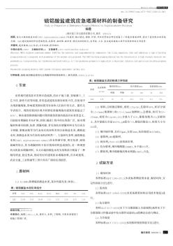 硫铝酸盐建筑应急堵漏材料的制备研究