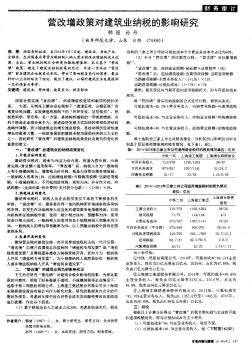 营改增政策对建筑业纳税的影响研究