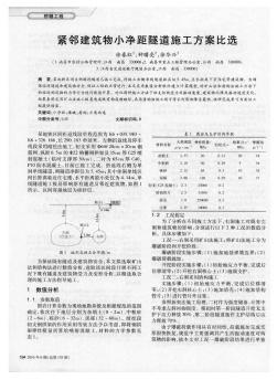 紧邻建筑物小净距隧道施工方案比选