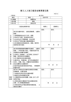 (完整版)新工人入场三级安全教育登记表