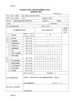 (整理)单层钢构件安装工程检验批质量验收记录表.