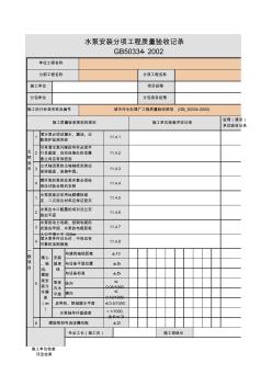 001-水泵安装分项工程质量验收记录