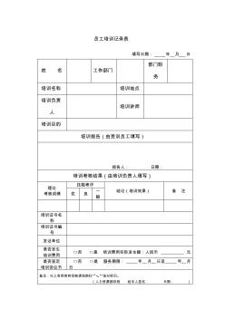 007培訓記錄--員工培訓記錄表