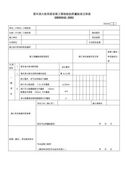 050102室内消火栓系统安装工程检验批质量验收记录表