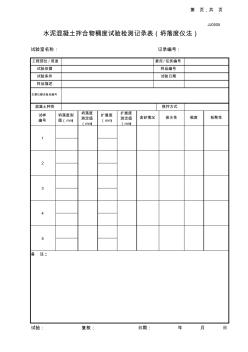 09水泥混凝土拌合物稠度试验检测记录表(坍落度仪法)