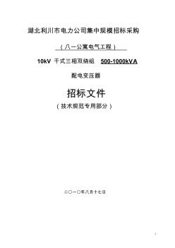 10kV干式三相雙繞組50-800kVA配電變壓器技術(shù)規(guī)范專用部分