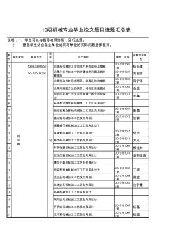 10级机械毕业论文题目汇总