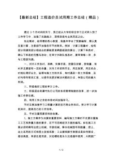 17【最新總結】工程造價員試用期工作總結(精品)