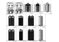 18層高層住宅樓雙塔樓尖頂建筑設(shè)計cad平立面施工方案圖