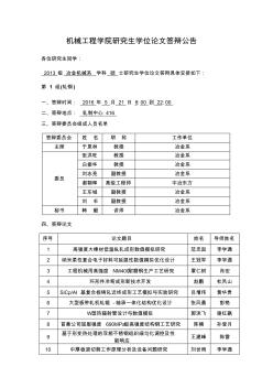 2005级硕士研究生学位论文答辩公告-燕山大学机械工程学院