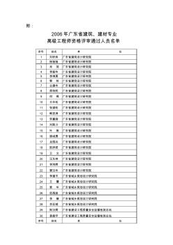 2006年广东省建筑,建材专业高级工程师资格评审通过人员名单