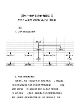 2007年度內(nèi)部控制自我評價報告