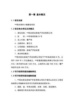 2009年某市陽光海岸小鎮(zhèn)建設項目可行性研究報告