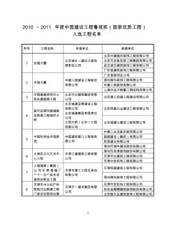 2010年中国建设工程鲁班奖(国家优质工程)入选工程名单