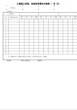 22工程施工机械、设备使用情况月报表