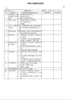 写字楼物业管理资料 照明工程验收记录表