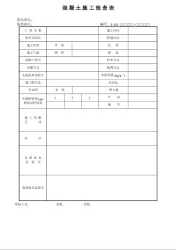 混凝土施工检查表