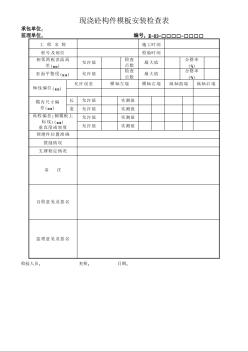 现浇砼构件模板安装检查表