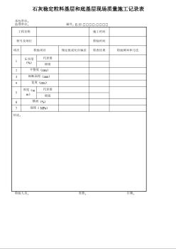 石灰穩(wěn)定粒料基層和底基層現(xiàn)場質(zhì)量施工記錄表