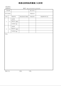 路基边坡现场质量施工记录表