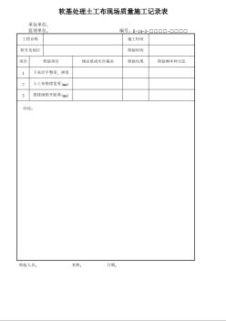 軟基處理土工布現(xiàn)場(chǎng)質(zhì)量施工記錄表