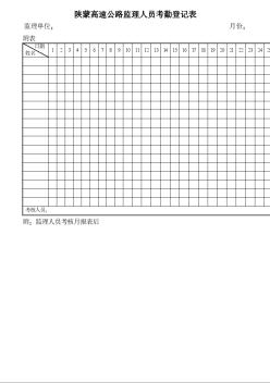 陜蒙高速公路監(jiān)理類表格 考勤登記表