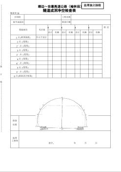 陕蒙高速公路监理类隧道表28隧道成洞净空检查表